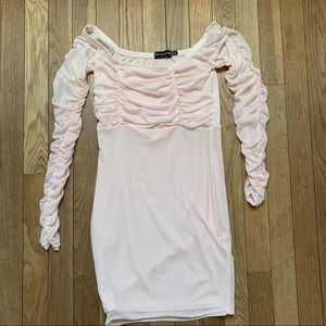 Pretty Little Thing Blush Ruched Meshed